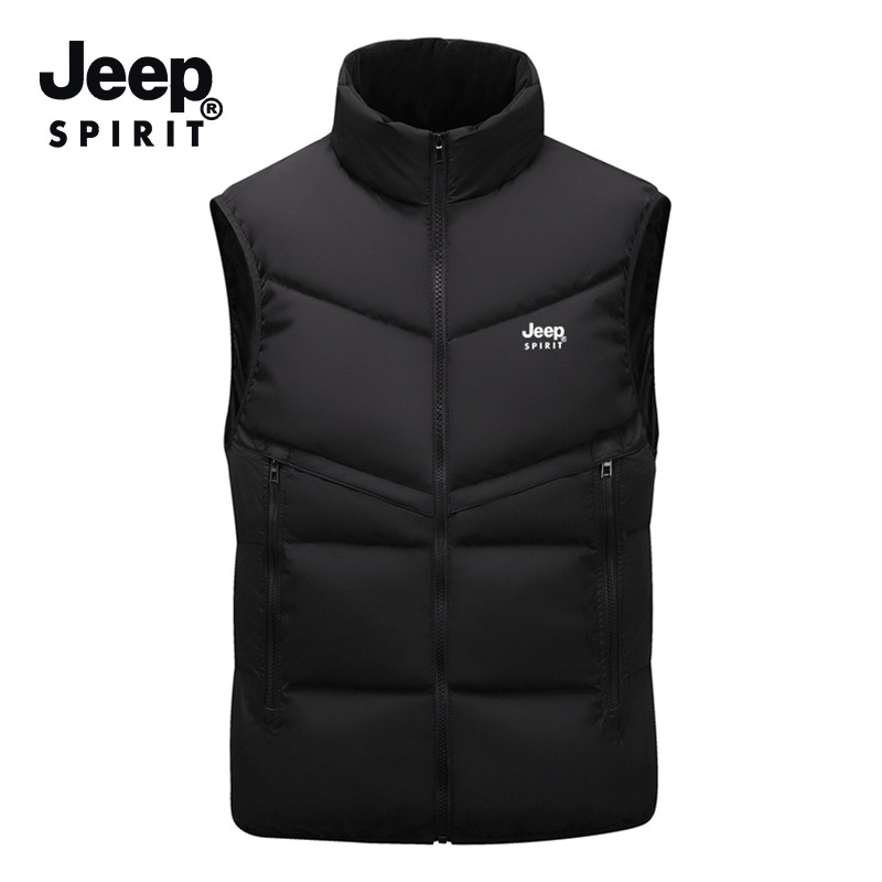 JEEP SPIRIT 라이트 다운 재킷 조끼 남성용 2022 겨울 따뜻한 느슨한 회색 오리 다운 캐주얼 칼라