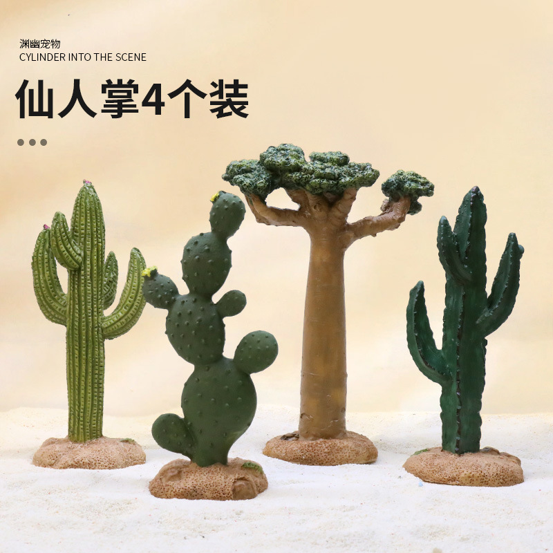 Simulación cactus pecera paisajismo plantas acuáticas adorno acuario desierto micro paisaje adorno de dibujos animados paquete de piedra de color
