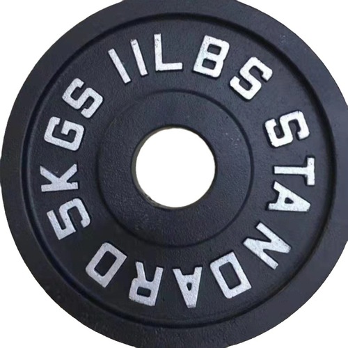Household cast iron painted barbell plates large hole gym commercial weightlifting black four-bar Austrian dumbbell plates wholesale