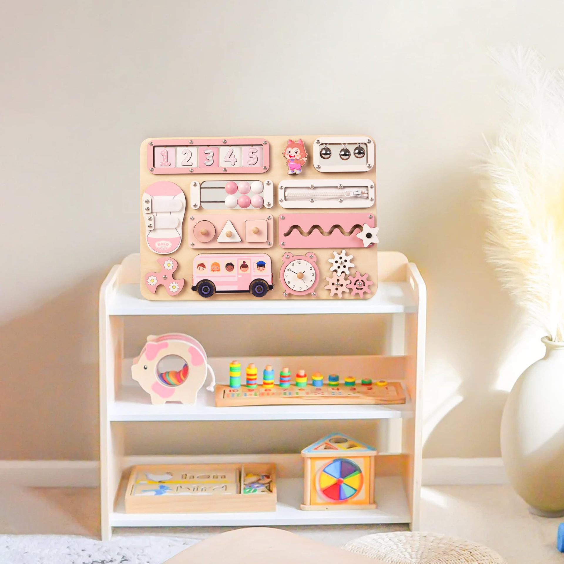 Kindergarten Interior Montessori Tablero de actividad sensorial de madera Tablero de actividad sensorial Juguetes educativos de educación temprana para niños