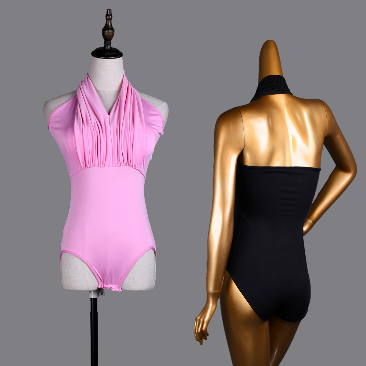 Latin dance clothing female adult halter practice clothes dance new pleated body dance one-piece modern sleeveless top