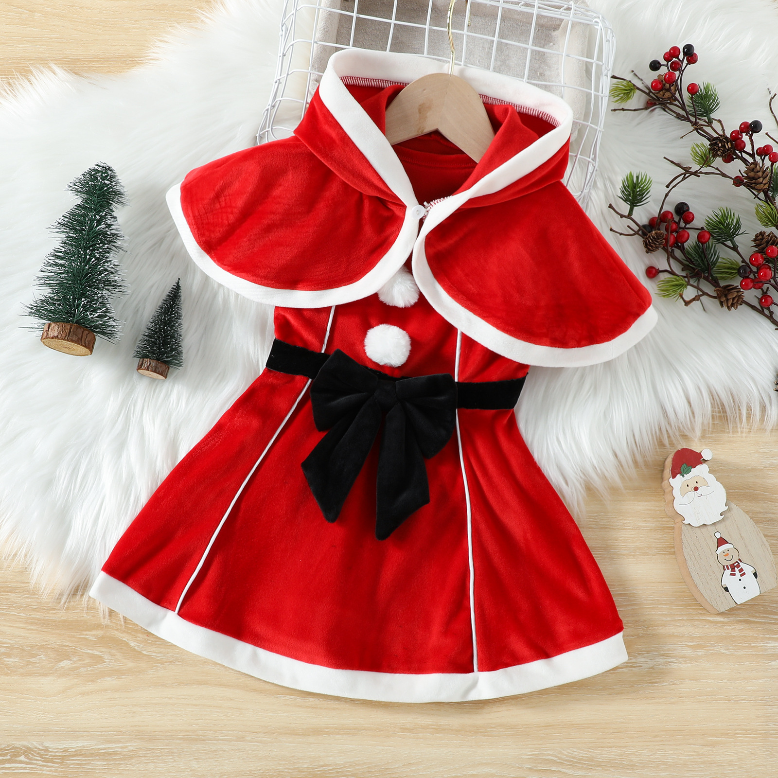 Christmas Fashion Color Block Patchwork Polyester Girls Clothing Sets display picture 5