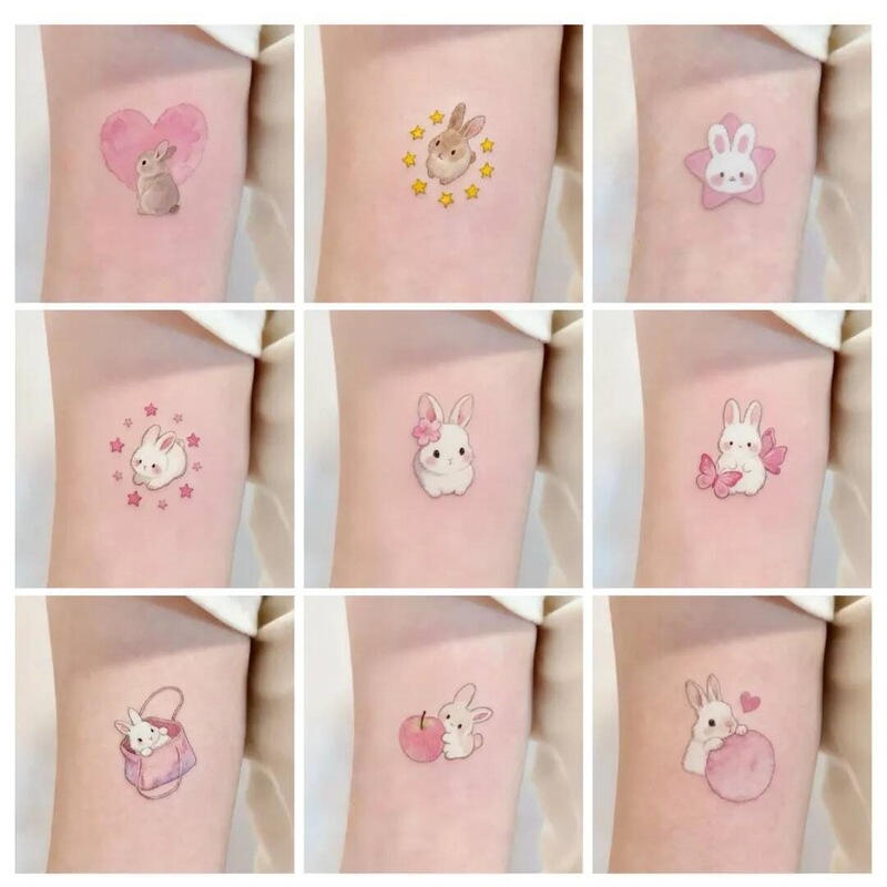 Cute Bunny Colorful Tattoo Stickers, High Aesthetic, Sweet and Fresh, Waterproof, Long-Lasting, Non-Reflective, Arm Ins Stickers Cute Bunny Colorful Tattoo Stickers, High Aesthetic, Sweet and Fresh, Waterproof, Long-Lasting, Non-Reflective, Arm Ins Stickers