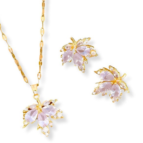 Conjunto Folhas de Bordô Necklace and Earrings