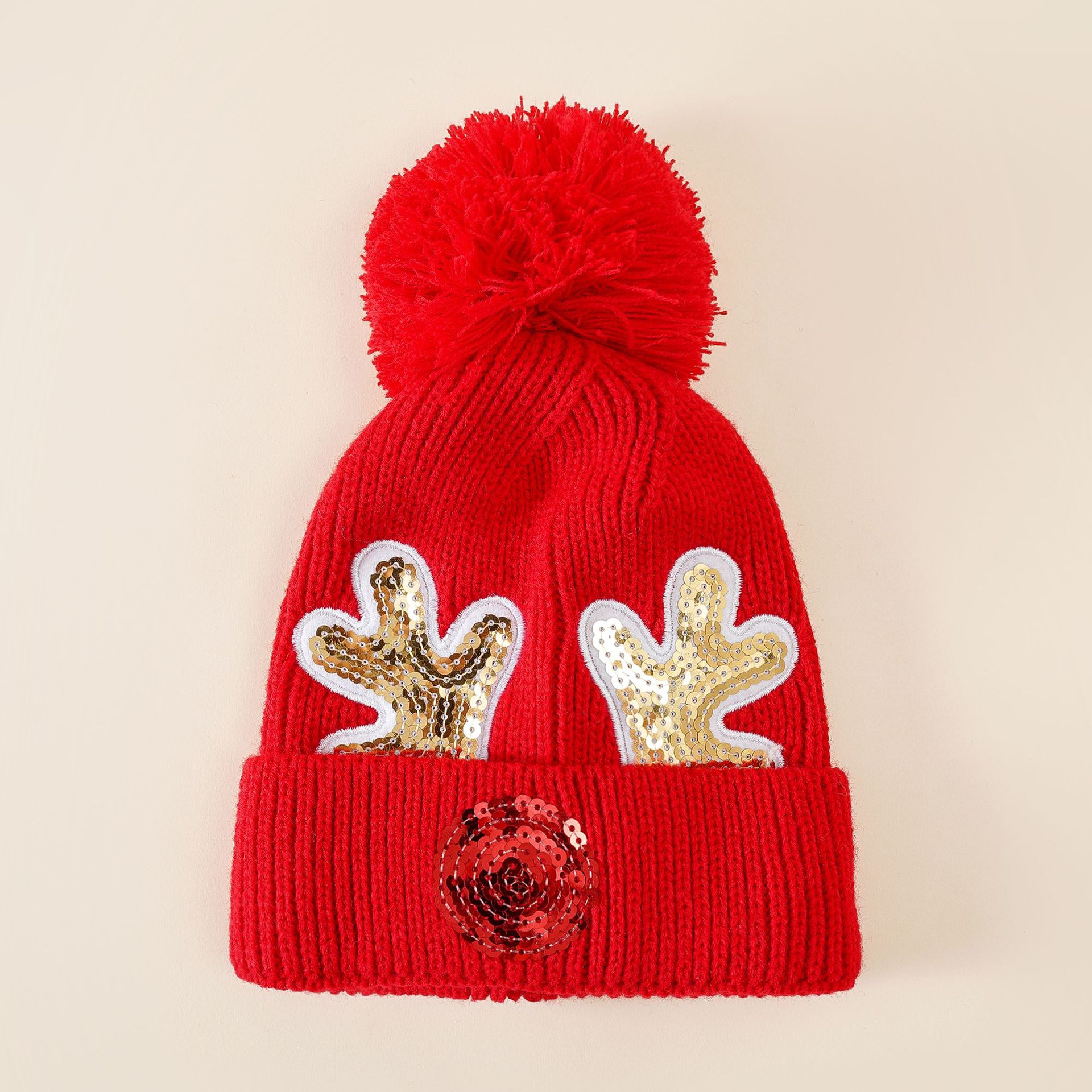 Niños bebé niños de Navidad sombrero de lana de otoño e invierno lindo Super Girls sombrero de asta roja invierno cálido