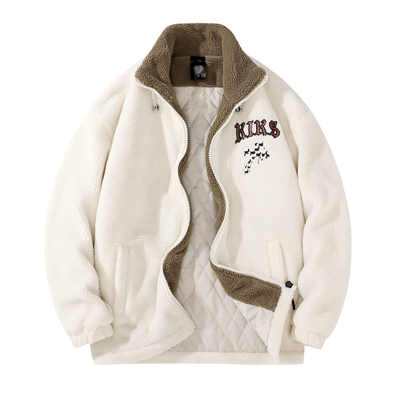 Men's Clothing Autumn and winter lamb wool cotton coat men's coat plus velvet thick cotton jacket boys this year's new winter cotton coat_voghion.com