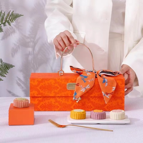 Red Book Mid-Autumn Mooncake Gift Box Silk Scarf, High-End, Versatile Hair Ties, Hair Accessories with Long Ribbon