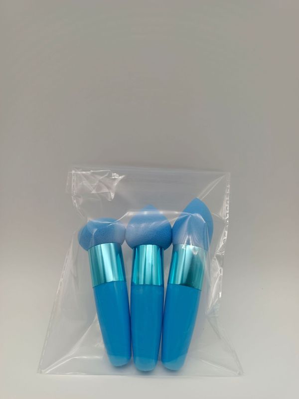 ハンドル付き小型キノコヘッドパウダーパフ美容ツール3個パック、ウェットおよびドライパウダーパフスポンジ|undefined