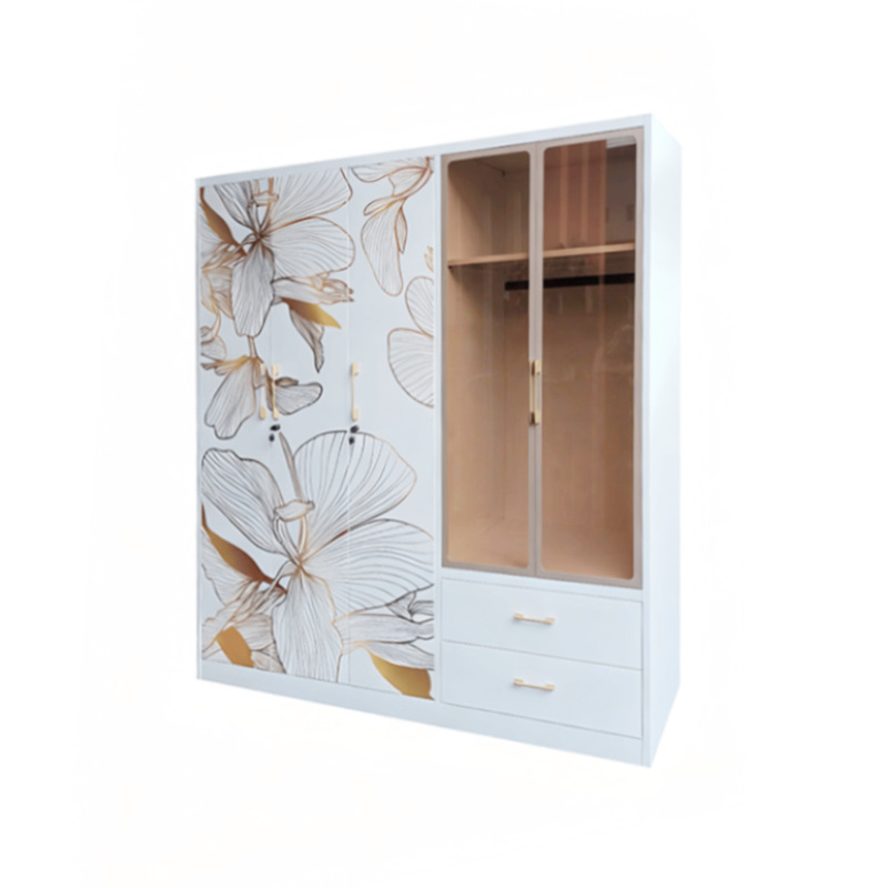 Ásia oriental venta de cinco puertas impresas armario de acero dormitorio doméstico con cerradura almacenamiento armario fábrica de comercio exterior image 6