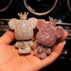 汽車香薰高檔創意鑲鑽可愛女神款小熊車載香水夾出風口車內飾品女