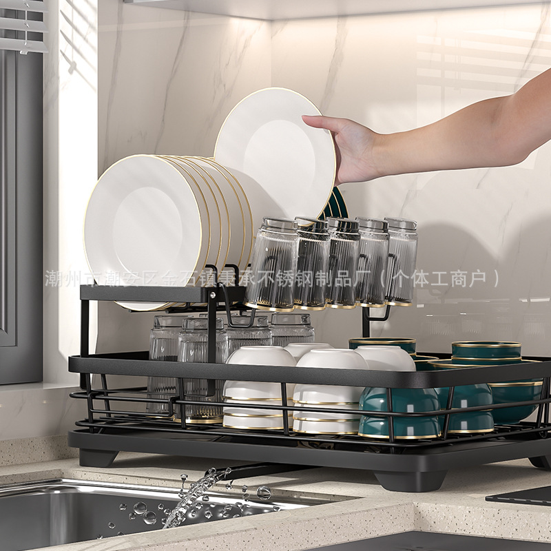 Transfronterizo hogar multifuncional platos de cocina marco de drenaje de agua tablero palillos tazas almacenamiento de platos pequeños estante de almacenamiento de platos