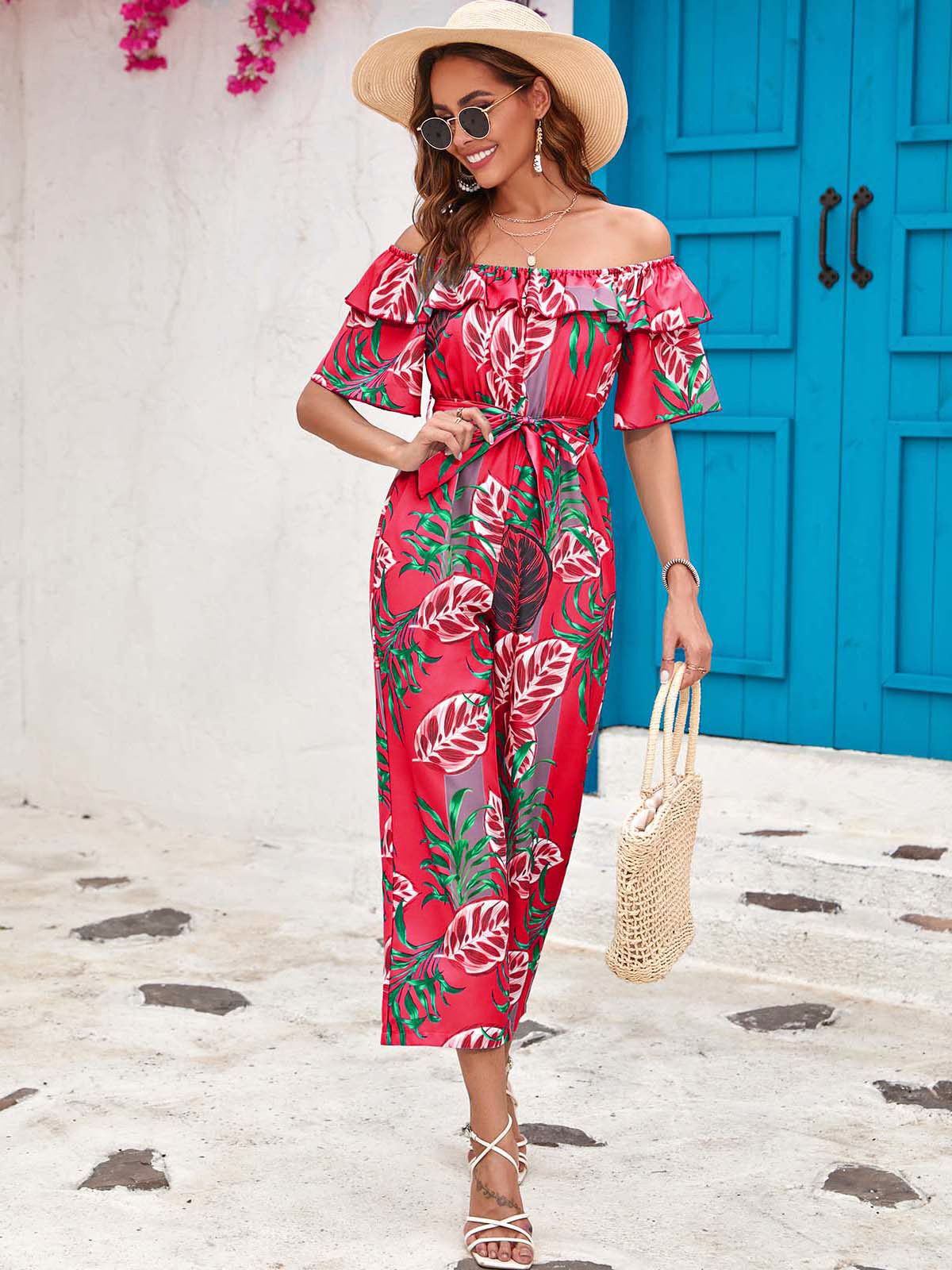 Women's Holiday Daily Vacation Flower Calf-Length Printing Jumpsuits display picture 25