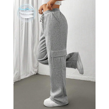 N 75682 Straight Pocket Loose Wide Leg Sweatpants ֱͲ�ڴ���