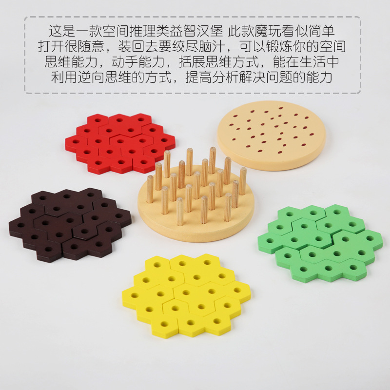 Hamburguesa intelectual, rompecabezas, cerebro, bloques de construcción tridimensionales, juguetes de rompecabezas, interacción entre padres e hijos para niños, entrenamiento de pensamiento lógico espacial