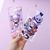 Кремовый клей, чехол для мобильного телефона ручной работы, Sanrio Kuromi, полный набор материалов для изготовления собственного праздника для мужчин и женщин