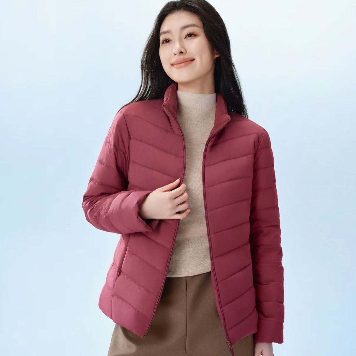 업그레이드된 두꺼운 버건디 스탠드 칼라