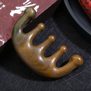 Wooden Comb Sandalwood Five-Tooth Massage Comb Head Meridian Comb Women's Hair Therapy Wide-Tooth Household Scalp Large-Tooth