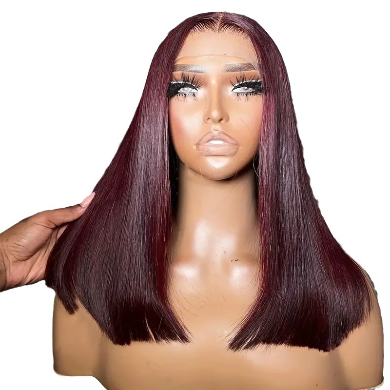 Perruque bob en cheveux synthétiques avec lace front médium_voghion.com