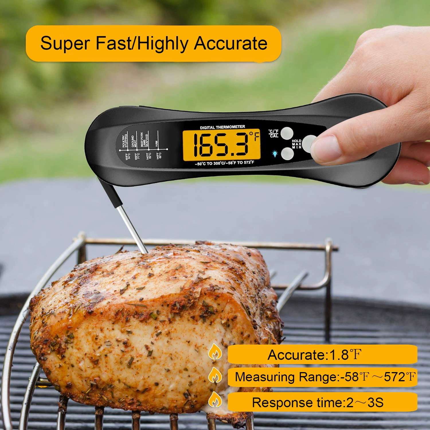 Electronic waterproof thermometer stainless steel, Amazon