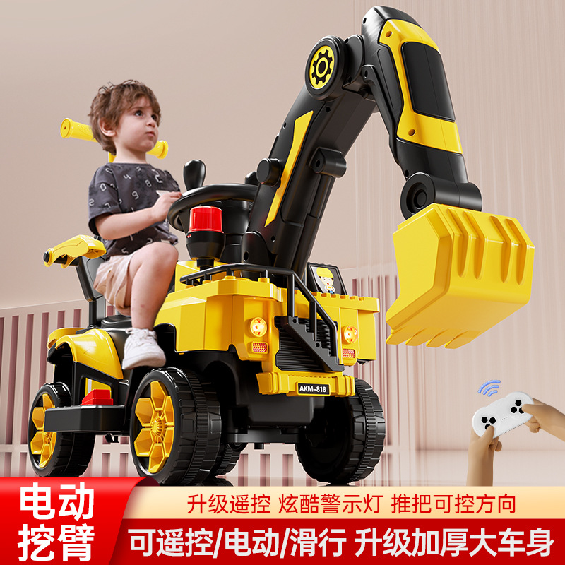 Excavadora para niños se puede sentar en un coche de juguete de niño super grande excavadora eléctrica gancho de control remoto coche de ingeniería