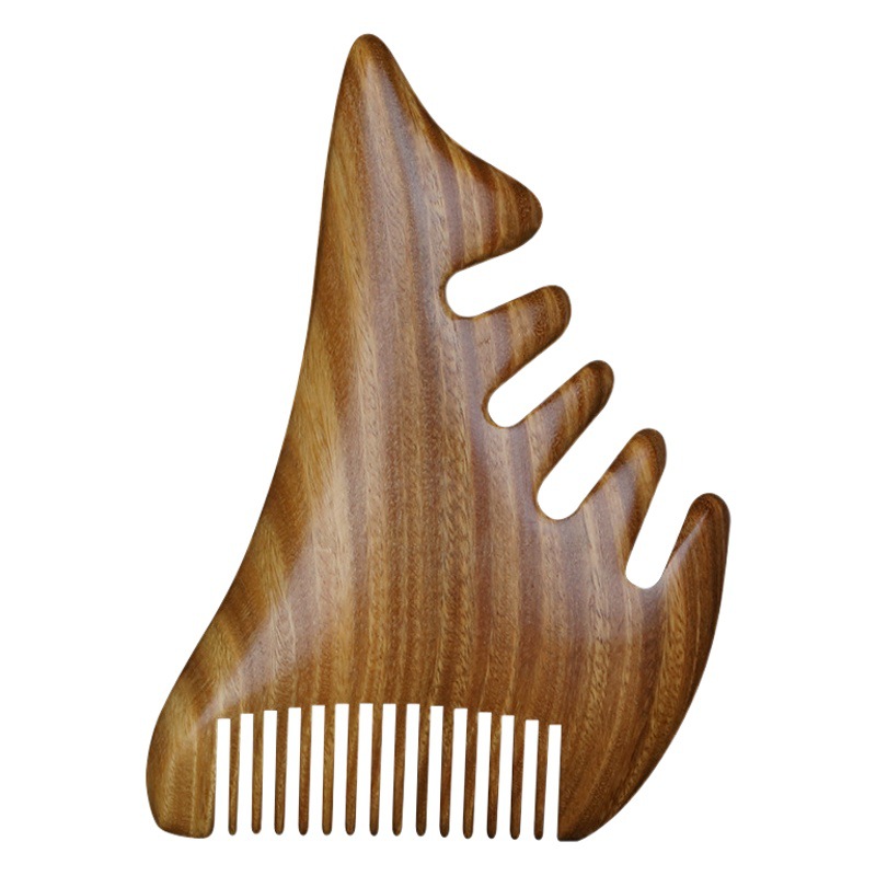 Peine de masaje para meridianos de la cabeza, peine de cinco garras de sándalo verde para masaje del cuero cabelludo, peine portátil para terapia capilar y cuidado de los meridianos, peine para raspado facial.