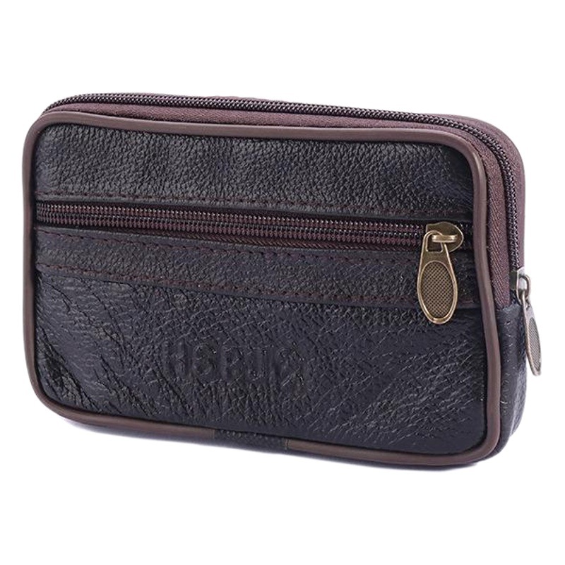 2023 men's New wear-resistant mobile phone waist bag wear belt multi-functional elderly cowhide change key bag wholesale