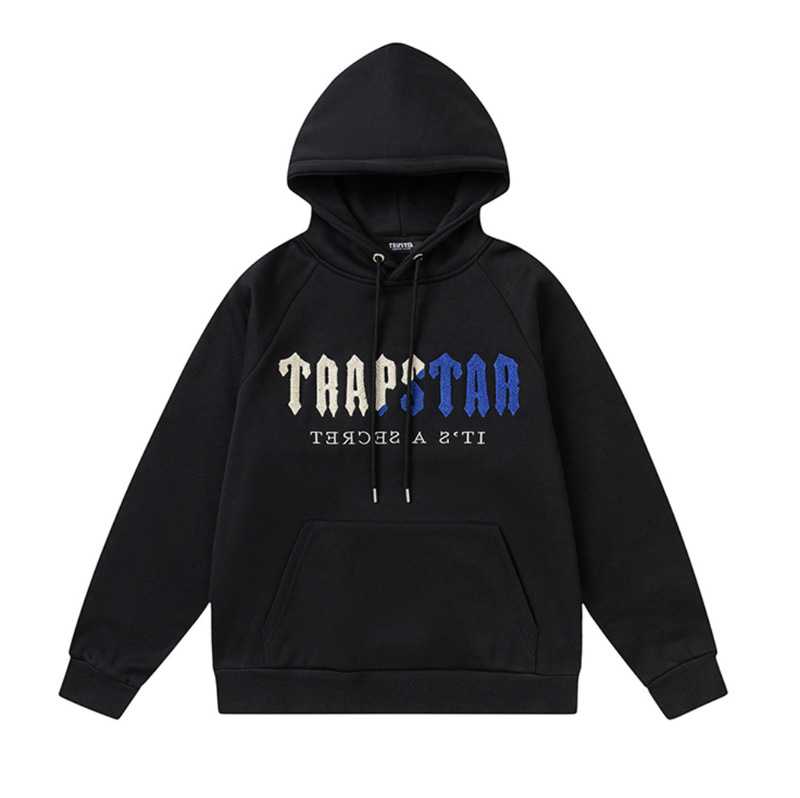 Trapstarタオル刺繍とベルベットの帽子付きガードルのジッパー付きズボンのカジュアルセット|undefined
