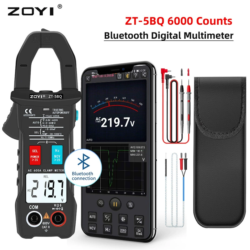 Zhongyi ZT-5BQ Bluetooth Smart Clamp цифровой мультиметр с защитой от ожогов Многофункциональный 6000 отсчетов трансграничная горячая распродажа