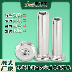 鉄製ニッケルメッキ内六角ナットM2-M10平頭斜めエッジロック家具内ネジナット