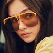 跨境欧美渐变色单梁太阳镜金属2021新款走秀时尚墨镜复古太阳眼镜