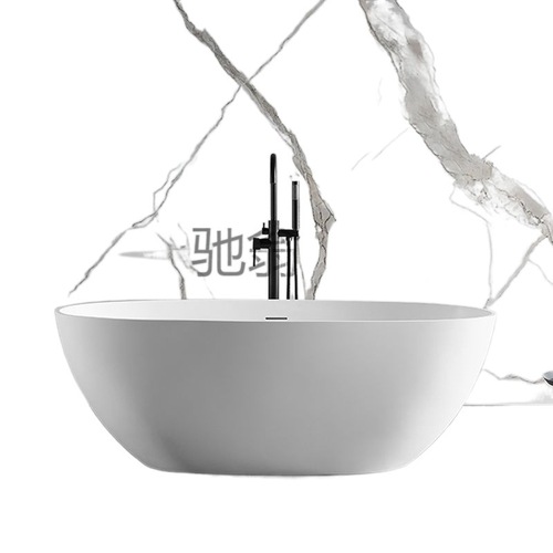 钍v人造石浴缸小户型一体式独立式椭圆网红双人铝制石浴缸家庭浴