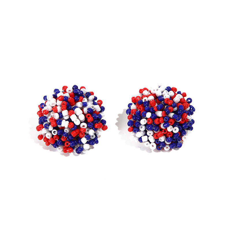 1 Pair Ig Style Casual Colorful Beaded Alloy Glass Bead Ear Studs display picture 2