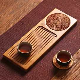 日式实木茶盘干泡盘家用ins风茶具小号托盘竹制茶叶沥水盘长方形