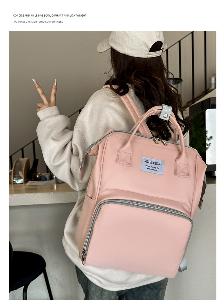 Solid-color lightweight mom bag, a backpack for taking kids out, multi-functional large-capacity mother and baby bag for girls undefined