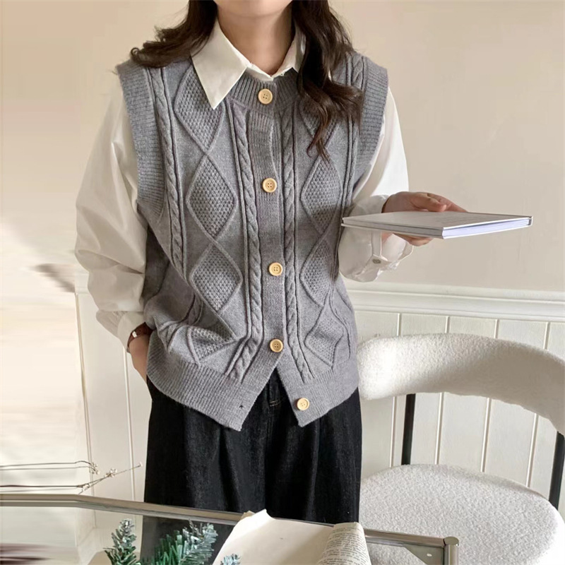 24 Dongpuyuan estilo retro renacimiento chaleco de mujer Cardigan de cuello redondo suministro de primera mano