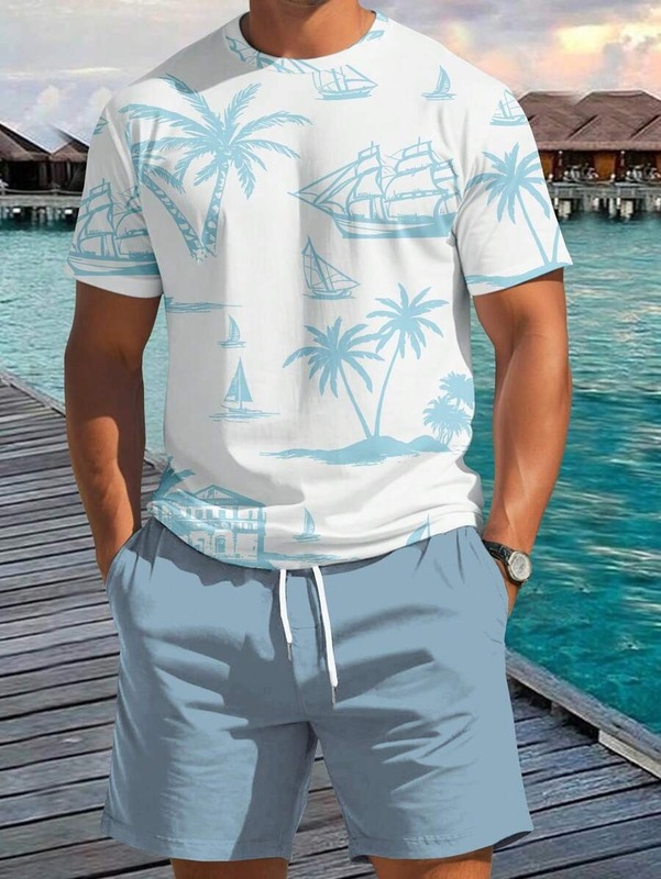 クロスボーダーホットスタイルヨーロッパとアメリカのファッションTシャツレタープリント夏のストリートルーズカジュアルショーツヒップホップスポーツスーツ|undefined