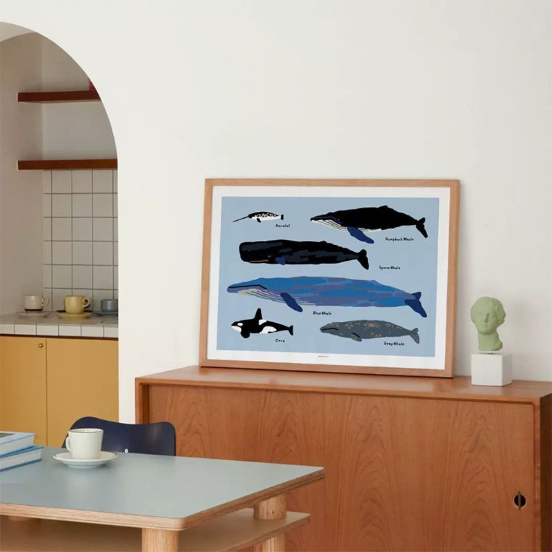 Korean-Style Warmgrey Tail Decorative Painting Whales Creative Bedroom Wall Art Simple Nordic Style Wall Painting Korean-Style Warmgrey Tail Decorative Painting Whales Creative Bedroom Wall Art Simple Nordic Style Wall Painting