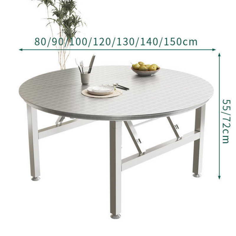 Mesa de acero inoxidable gruesa mesa redonda doméstica plegable para la cena de la noche gran tabla de barbacoa gran mesa redonda gruesa mesa de comedor