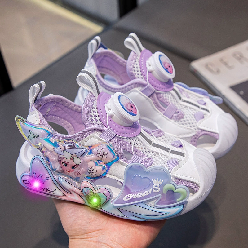 Summer sports sandals, non-slip cartoon shoes for princess, comfortable footwear, soft sole