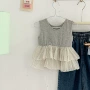 波点柔软新品女童背心
