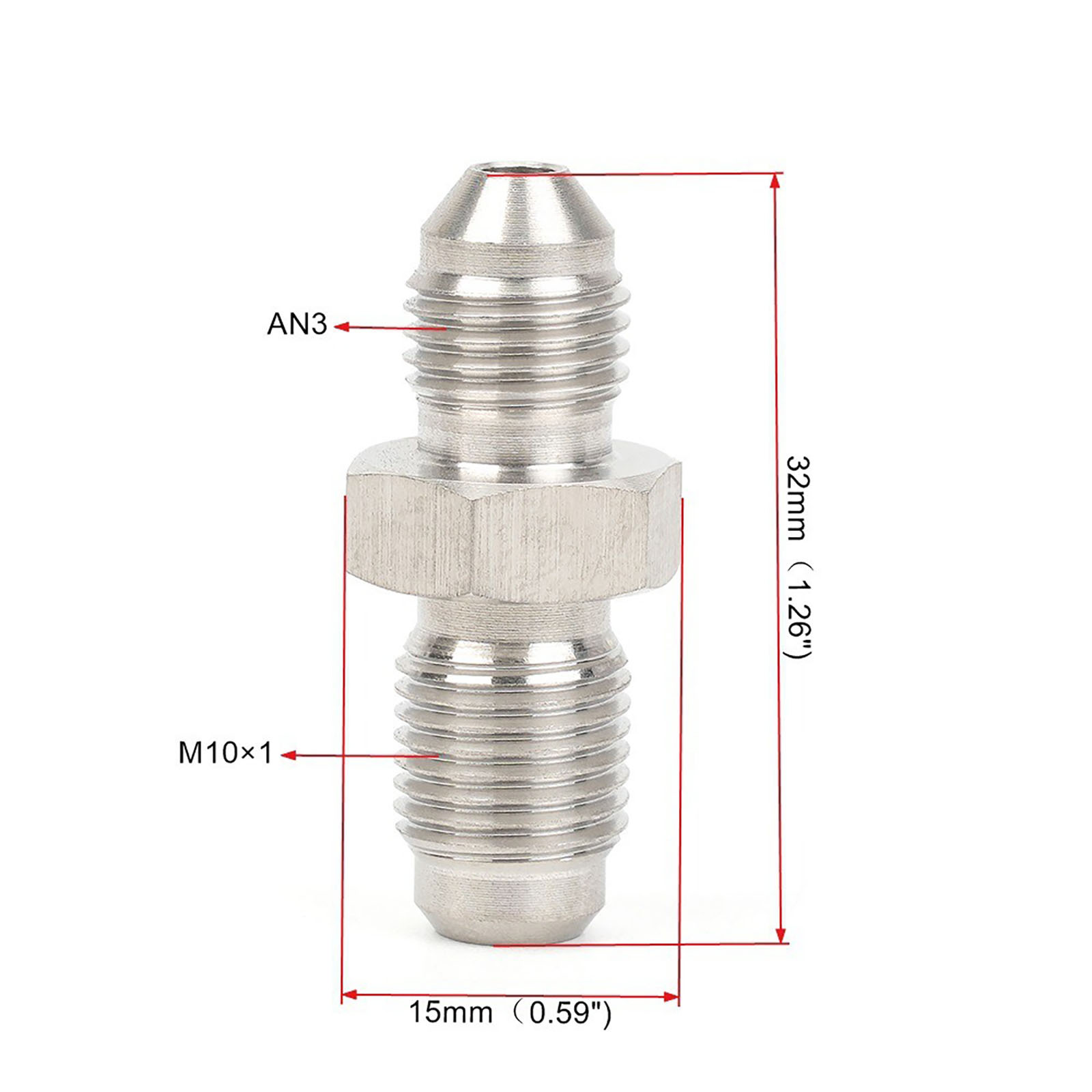 Stainless Steel AN3-M10*1/M12*1 Double Head Thread Conversion Joint for Car/Motorcycle Brake Parts