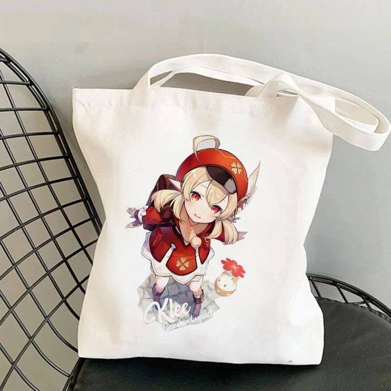 Comercio exterior transfronterizo Genshin Impacto Y2K impresión bolsa de lona Harajuku bolsa de hombro bolsa de moda bolsa de compras