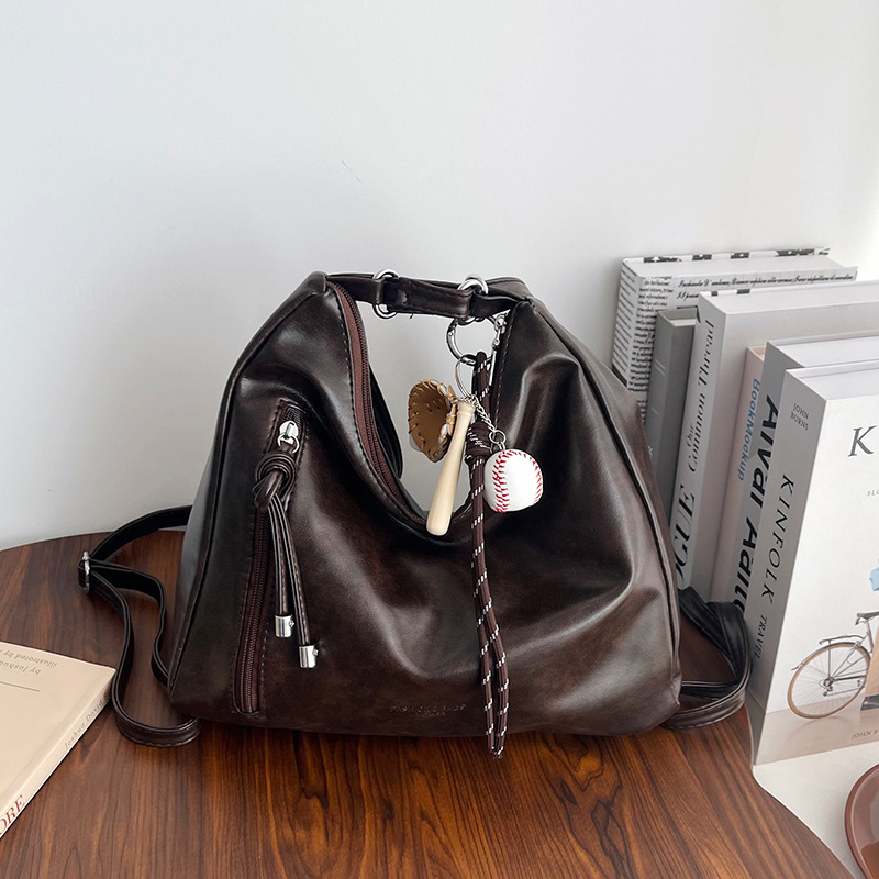 Vintage Commuter Large Capacity Tote Bag Women's 2025 New Casual Shoulder Crossbody Multi-Functional Fashionable Backpack