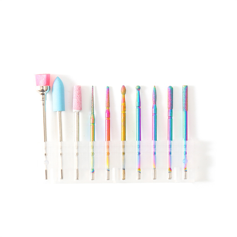 Cruzar la frontera dedicada galvanoplastia de acero de tungsteno traje de cabeza de pulido de uñas removedor de piel muerta herramientas de molienda de diamante 10 unidades