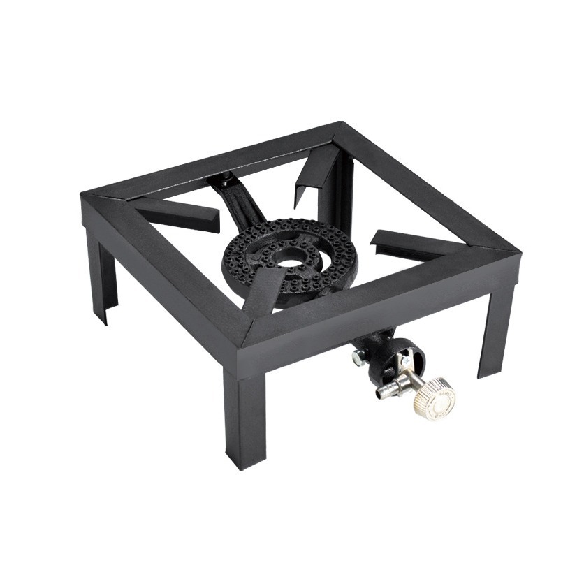 Estufa de gas de acero en ángulo del fabricante, estufa simple de fundición profesional, estufa de gas licuado extraíble portátil, estufa exterior