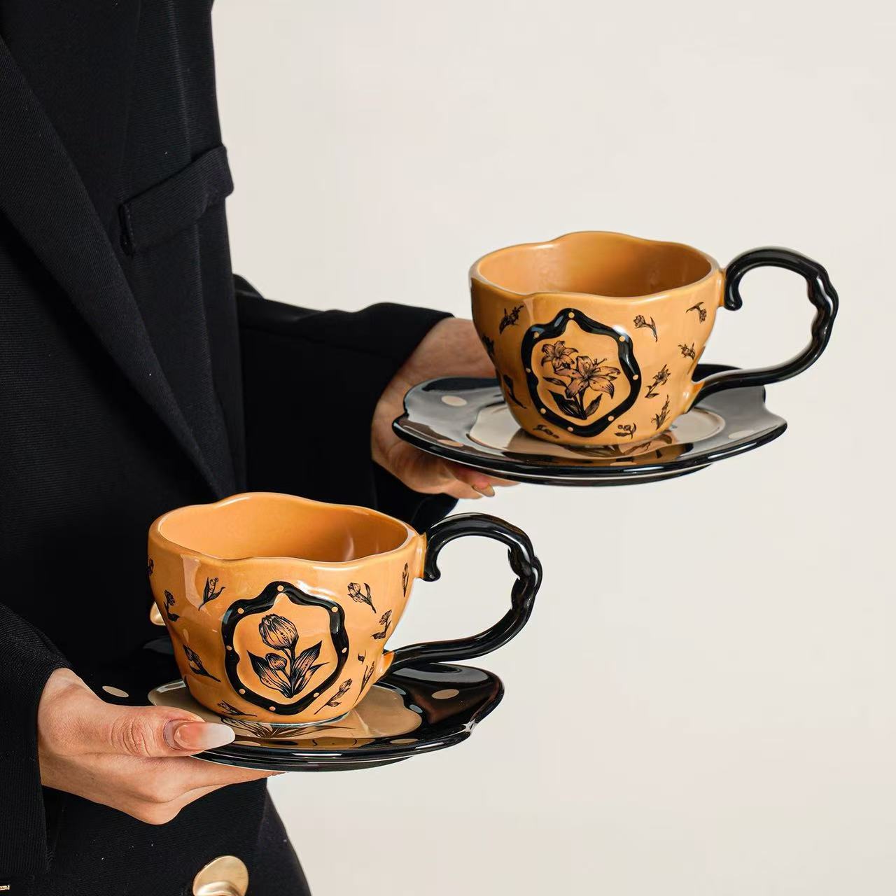 Transfronterizos para tazas de café medievales, tazas de cerámica de alta calidad, tazas de agua caseras, regalos de mano