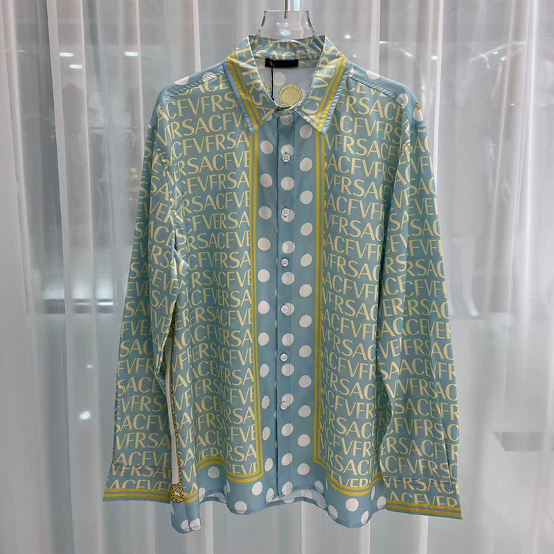 2023 Verano nuevo comercio exterior transfronterizo europeo y americano Camisa de camisa de manga larga de los hombres de impresión digital popular juvenil