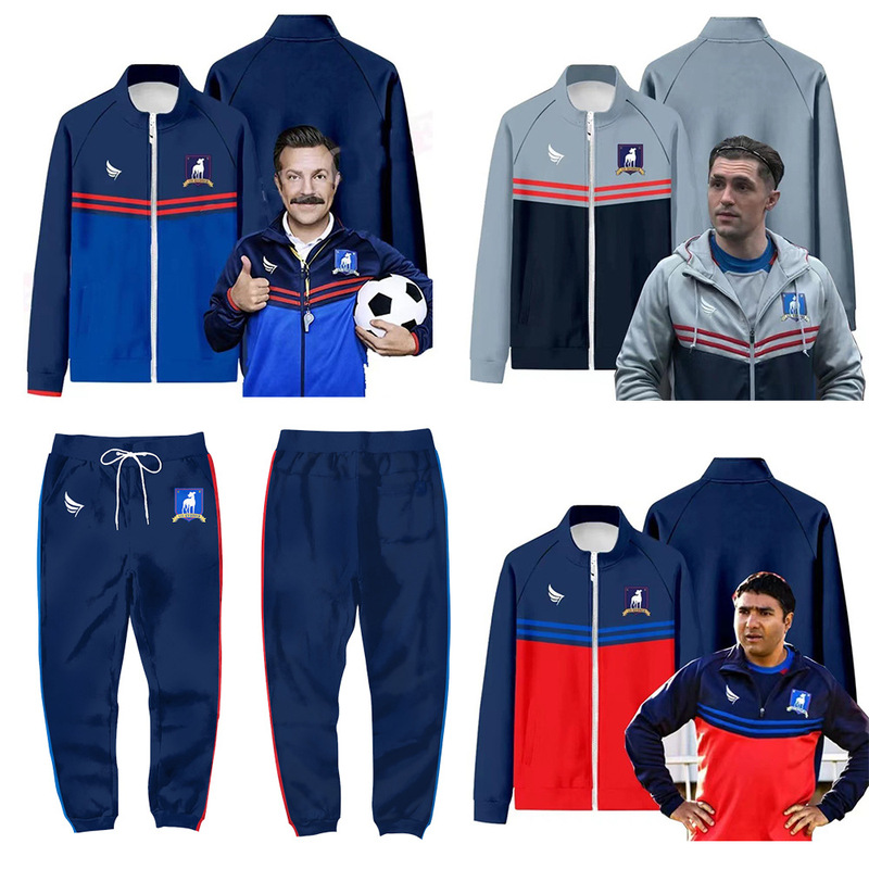 cos football coach Ted Lasso stand-up sweater Ted Lasso AFC Richmond men's casual coat cos football coach Ted Lasso stand-up sweater Ted Lasso AFC Richmond men's casual coat