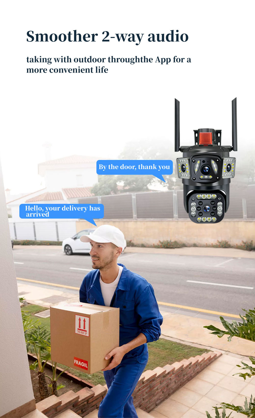 V380-WiFi Dört Lensli Üç Ekran İç Dış Mekan Full HD Renkli Uyarı Gözetim Kamerası