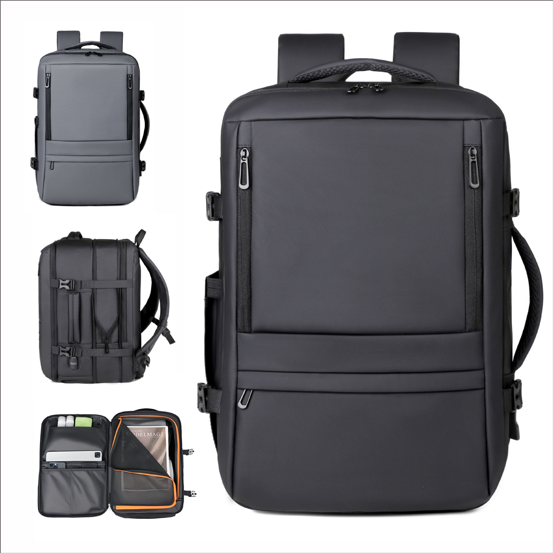 Mochila de hombre transfronteriza expandida bolsa de computadora de negocios bolsa de viaje de gran capacidad separación seca y húmeda mochila multifuncional